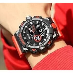 Watch Men Smael Red & Black Analog Digitals Colorful Quartz Sports Watch for Men